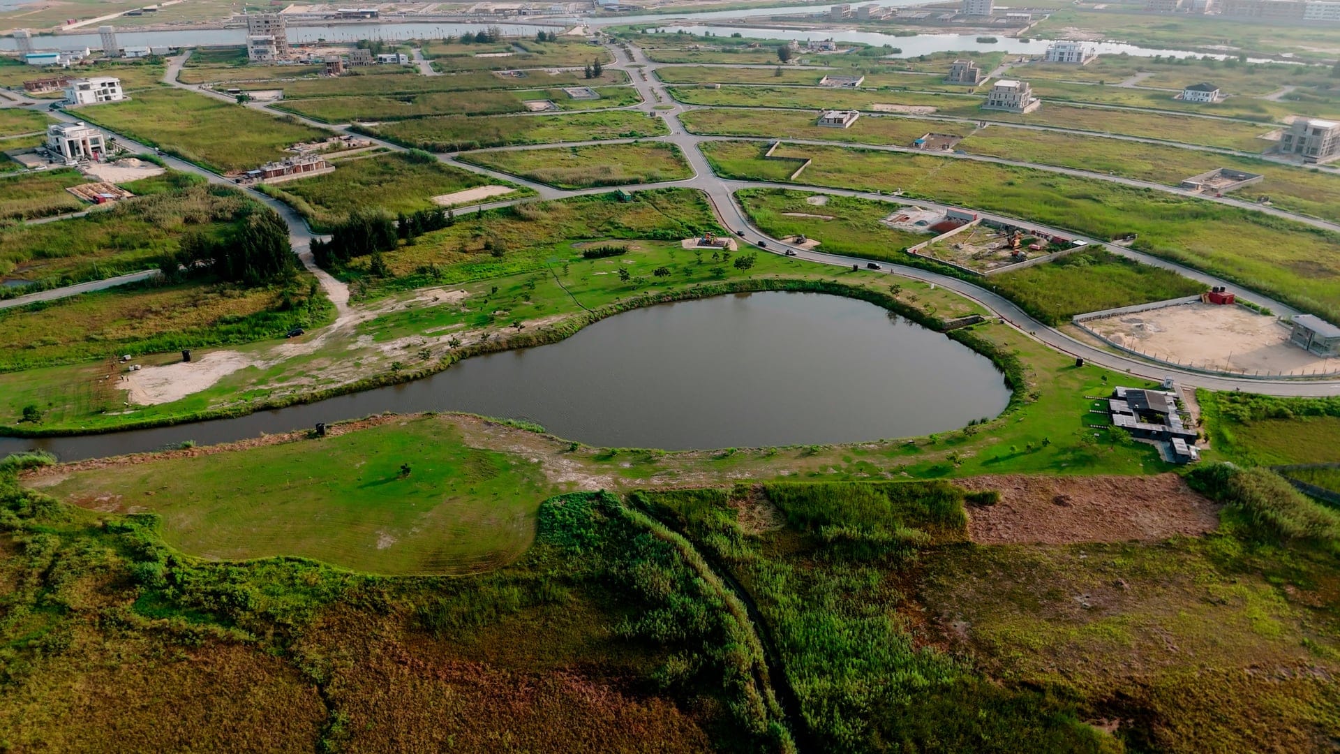 Aerial view of Orange Island development